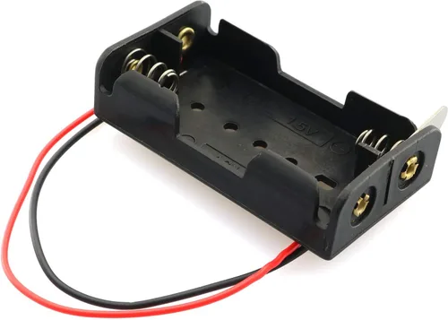 Vista 2 de DGZZI Caja de batería 4 unids 2x1.5V AA negro plástico caja de almacenamiento con cable clip de resorte e interruptor de cierre