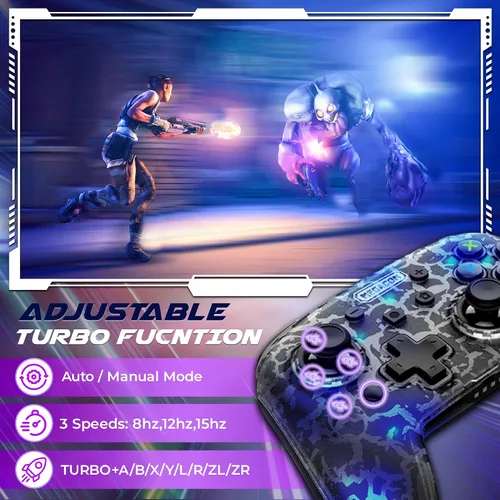 Vista 5 de Megacom Wireless Controller Remappable Controller for SwitchPCMobileAndroidiOSSteam Bluetooth Gaming Controller with 2 Remap Keys, Rechargeable