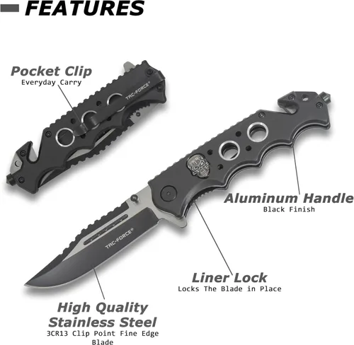 Vista 7 de Tac Force TF-809 Series Primavera Assist – Cuchillo plegable, hoja de Two-Tone, 4.5-inch cerrado