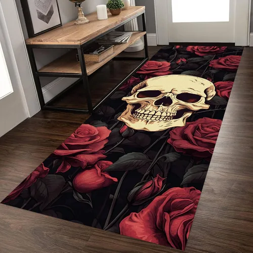 Vista 9 de Alfombra de pasillo de serpiente, 1.3 x 7 pies, diseño gótico, sol, estrellado, morado, floral, blanco y negro, alfombra bohemia, suave, resistente