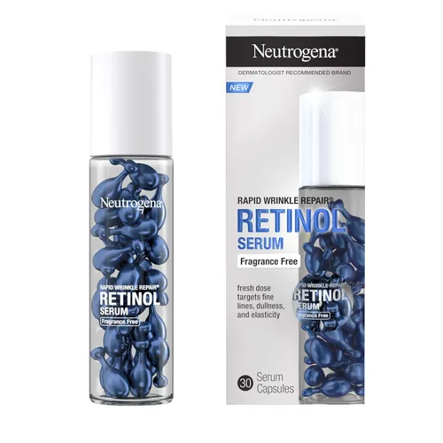 Vista 15 de Neutrogena Cápsulas de suero facial de retinol de reparación rápida de arrugas, suero facial diario sin fragancia con retinol que combate las líneas