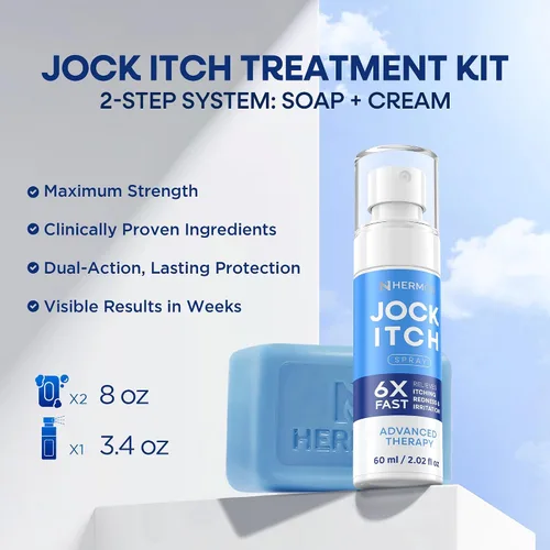Vista 4 de Hermon Kit de jabón y aerosol antifúngico para picazón deportista: potente tratamiento de aerosol antifúngico y jabón para la picazón deportista