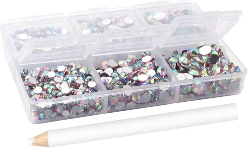 Vista 18 de Juego de diamantes de imitación de varios tamaños de 0.118 in, 0.157 in y 0.197 in para uñas, manualidades, diamantes de imitación de cristal