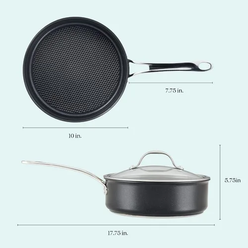 Vista 7 de Anolon X Hybrid Sartén Saltear Antiadherente de Inducción con Tapa, 3.5 Cuartos - Gris Carbón