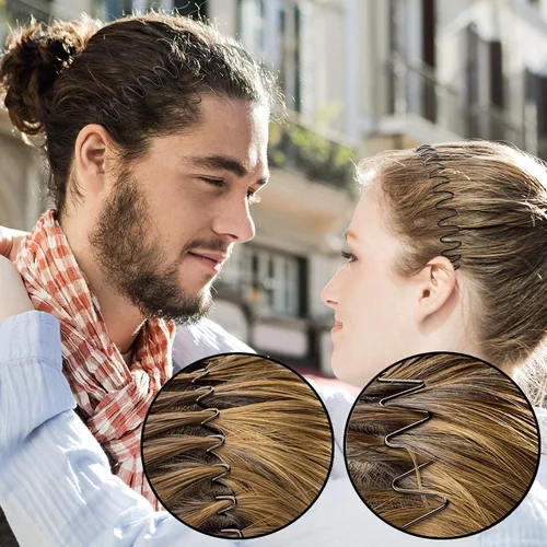 Vista 3 de Banda de metal para el cabello para hombres, diademas onduladas