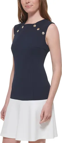 Vista 2 de Tommy Hilfiger Crepe de buceo sin mangas hasta la rodilla para mujer