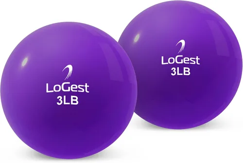 Vista 10 de Logest Par de pelotas de ejercicio de tonificación ponderada, bola medicinal de forma redonda, 1 libra, 2 libras, 3 libras, 4 libras, 5 libras, 6