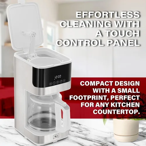 Vista 4 de Melitta Aroma Tocco Glass - Cafetera de goteo de 10 tazas, color blanco