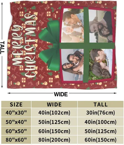 Vista 8 de BYFDIY Manta personalizada con 4 fotos, manta de franela de Navidad personalizada para bebés, niños, madre, abuela, familia y mascotas, 16