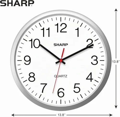 Vista 3 de Sharp Reloj de pared con batería de 14 pulgadas, silencioso, sin tictac