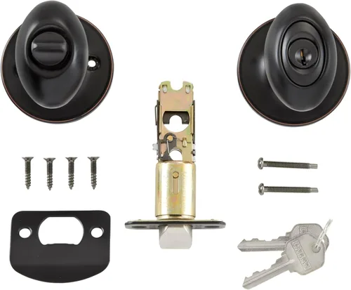 Vista 2 de Delaney Callan Hardware - Pomo de puerta de entrada Carlyle, se adapta a puertas de 1-3/8 a 1-3/4 pulgadas de grosor, borde de acabado de bronce