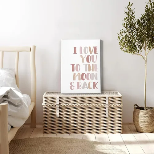 Vista 3 de HIWX Lienzo enmarcado con cita positiva con texto en inglés "I Love You To The Moon And Back" (I Love You To The Moon And Back) - Lienzo enmarcado