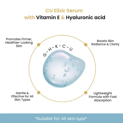 Vista 2 de CU Elixir Serum - Elixir hidratante e hidratante para cuello y cara Fórmula de uso diario para una piel suave y radiante
