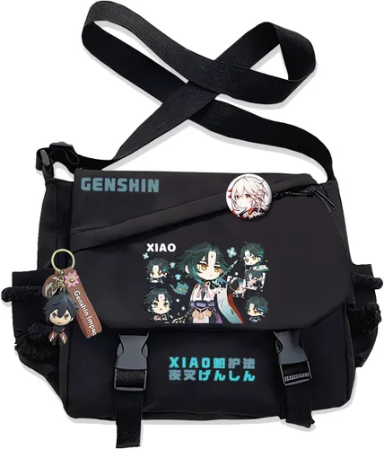 Vista 8 de Bolso Furina Crossbody Bag Single Shoulder Bag Adulto Anime 3D Print Mochila Negro Bolsa