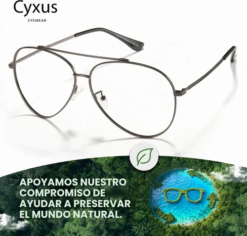 Vista 6 de Cyxus Davos French Ma-con Style Aviator Glasses Blue Light Blocking Eyeglasses for Computer UV Protection Anti Eyestrain 8805 00-transparente lente
