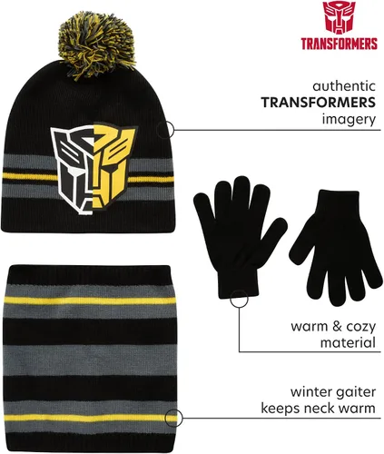 Vista 2 de Hasbro Transformers - Gorro de invierno, guantes y bufanda de polaina, 3 piezas