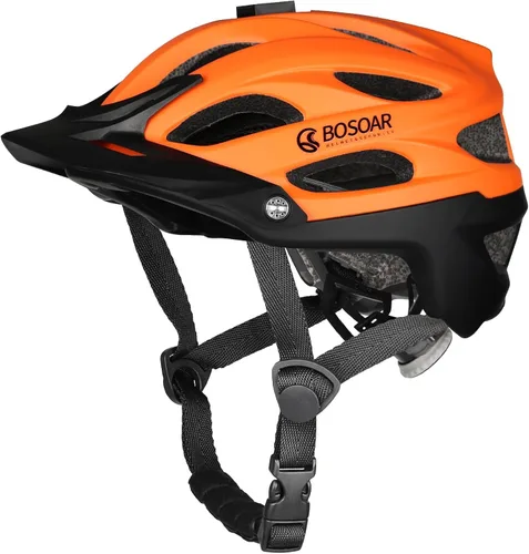 Vista 9 de Casco de bicicleta de montaña Bosoar, casco de ciclismo para adultos con soporte para cámara y visera desmontable para hombres, mujeres y jóvenes