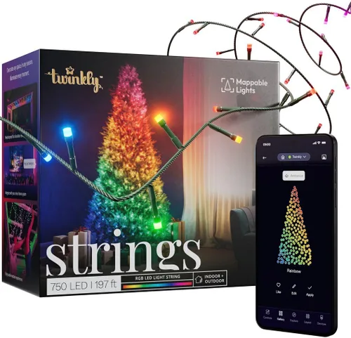 Vista 10 de Twinkly Cuerdas de 250 luces LED blancas, cadena de luces LED para exteriores e interiores, luces blancas de Navidad de cálido a fresco, LED