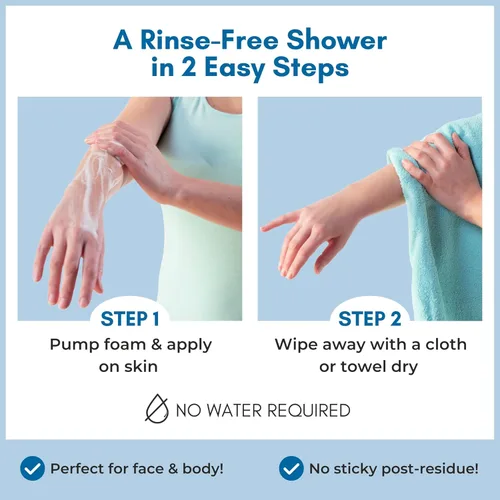 Vista 8 de Nurture - Limpiador espumoso sin agua sin enjuague para mujeres, camping, ancianos y cuidado hospitalario Gel de baño sin enjuague con aloe