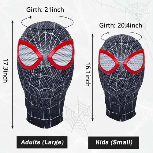 Vista 3 de Máscara de superhéroe y guantes para Halloween, Navidad, disfraces de cosplay para adultos