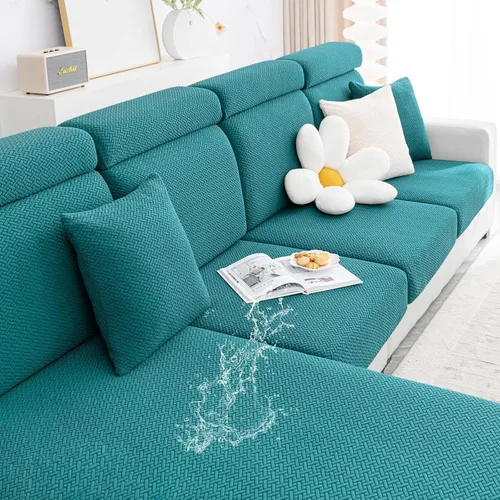 Vista 10 de Smiry - Fundas impermeables para cojines de sofá, fundas de cojín elásticas de jacquard gruesas para sofá, protector de muebles elástico lavable