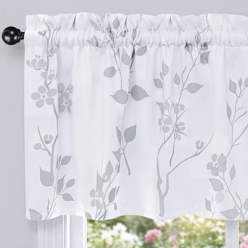 Vista 23 de Beauoop Cortinas Florales 100% Opacas de 54 Pulgadas de Largo, 2 Paneles para Dormitorio, Sala de Estar, Azul Gris y Blanco con Patrón de Flores