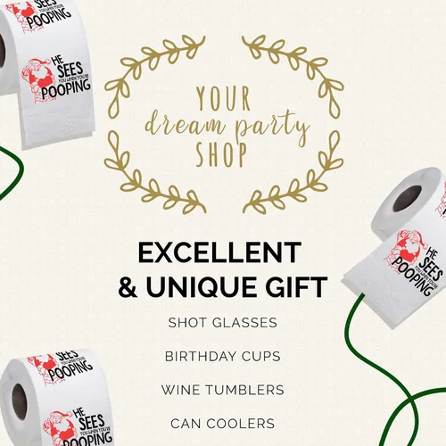 Vista 8 de Rollo de papel higiénico navideño con texto en inglés «He Sees You When You're Pooping», divertido papel higiénico, divertido regalo de Feliz
