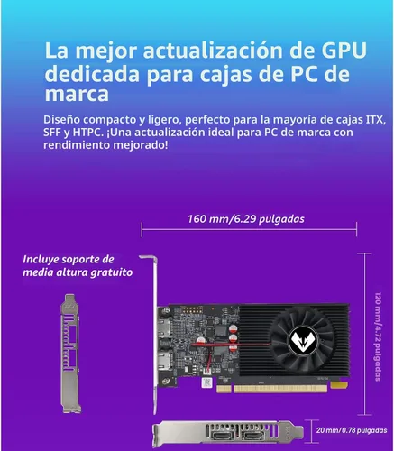 Vista 4 de MOUGOL Tarjeta gráfica AMD Radeon R7 350 4GB GDDR3 de perfil bajo, 2