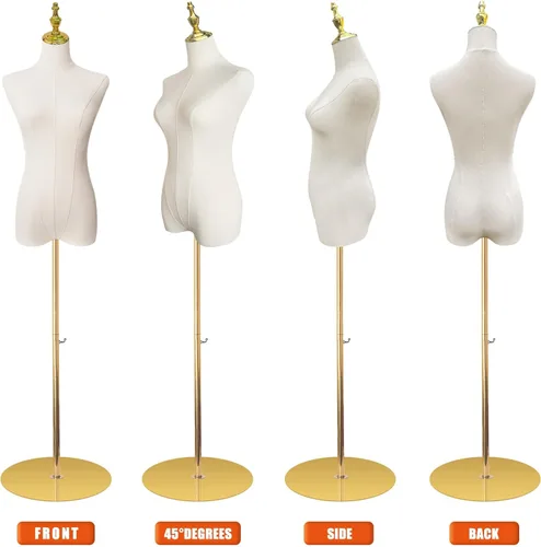 Vista 5 de Torso de maniquí femenino, forma de vestido para coser de 55 a 71 pulgadas, modelo de mujer de altura ajustable, cuerpo de maniquí de alta
