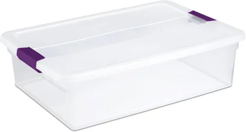 Vista 21 de Sterilite ClearView - Paquete de 4 cajas de cierre ClearView de 60 cuartos de galón, contenedores organizadores con ruedas con tapas de pestillo