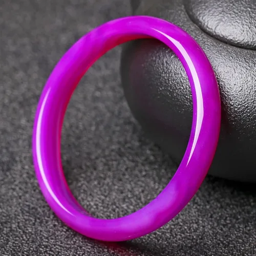Vista 3 de Purple Agate Bracelet for Women Natural Genuine Violet Chalcedony Jade Bangle Jewellery Box Gift with Certificate