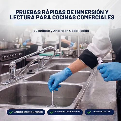 Vista 8 de FryOilSaver Co. Tiras de prueba de cloro, 0-200PPM, 100 tiras desinfectantes 0-200 PPM Testing Range, Precise Bleach Test Strips, For Restaurant