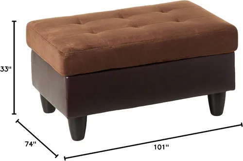 Vista 10 de Beverly Fine Furniture Andes - Juego de sofá de piel de microfibra con otomana, color marrón