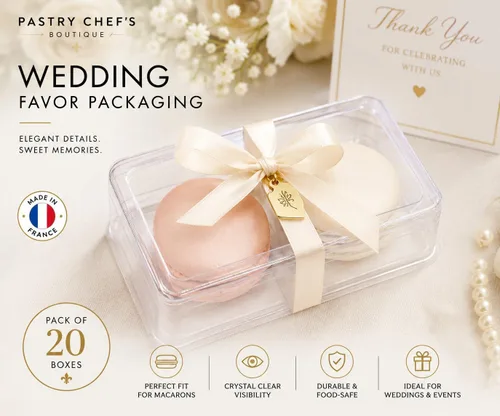 Vista 3 de Pastry Chef's Boutique - Cajas de regalo pequeñas de plástico transparente para macarons franceses - Capacidad para 2 macarons - Tamaño de cavidad