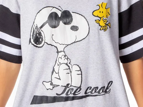 Vista 3 de INTIMO Peanuts Joe Cool Snoopy Woodstock - Camisón de pijama para mujer Gris