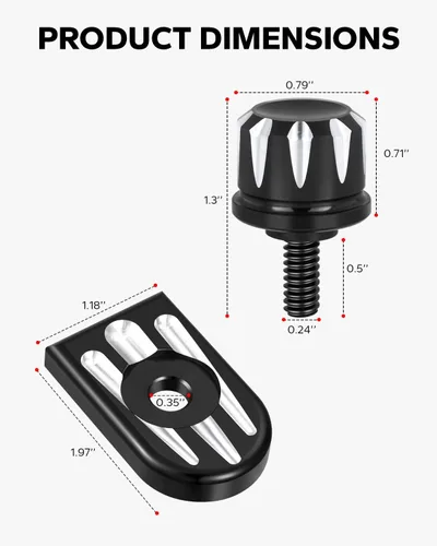 Vista 7 de Amazicha Perno de asiento de acero inoxidable con tapa de tornillo, kit negro compatible con Harley Davidson 1996-2025