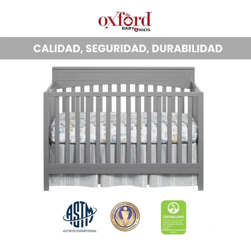 Vista 5 de Oxford Baby Harper - Cuna convertible 4 en 1, gris paloma, certificado GreenGuard Gold