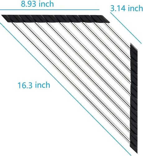 Vista 7 de Escurridor de Platos Triangular para Esquina de Fregadero Enrollable Escurridor de Platos Plegable de Acero Inoxidable Multiusos Sobre el Fregadero
