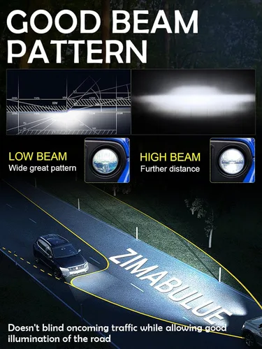 Vista 4 de ZIMABLUE Faros delanteros LED de 7 pulgadas, 2 unidades, luz blanca fría, luz alta y baja, faros delanteros redondos de 7 pulgadas, H6024, faro LED