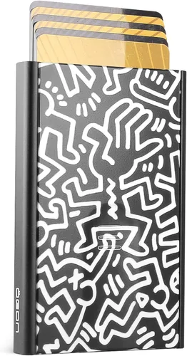 Vista 11 de ÖGON -DESIGNS- Tarjetero automático de aluminio, protección RFID contra fraude y desmagnetización, cartera delgada y minimalista para hombres