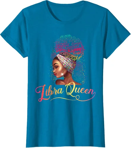 Vista 7 de Libra Queen Afro - Camiseta de cumpleaños para mujer de septiembre de octubre, melanina, Negro, S
