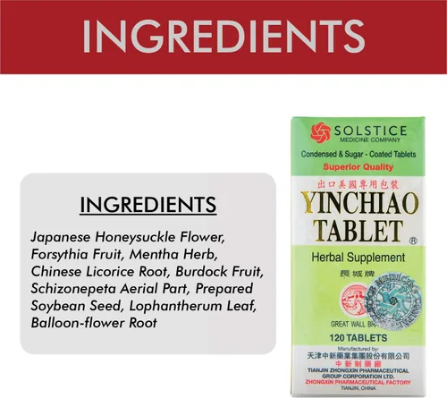 Vista 3 de Yin Chiao - Tabletas de hierbas (120 tabletas) (1 botella) (Solsticio)
