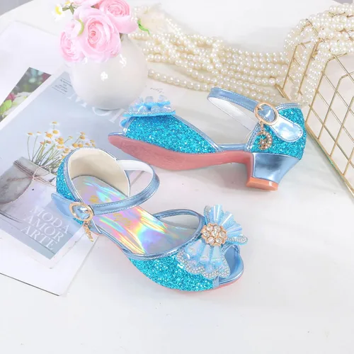 Vista 3 de Zapatos para niñas Sparkle Mary Jane Zapatos de tacón bajo Princesa Flor Boda Fiesta Zapatos de vestir