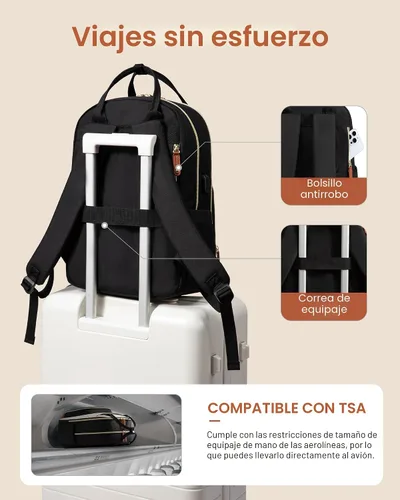 Vista 6 de LOVEVOOK Mochila para mujer, mochila para laptop de 15.6 pulgadas, mochilas escolares, bolsa antirrobo, bolsa antirrobo impermeable, para beige