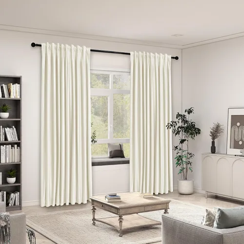 Vista 2 de Frelement Cortinas de terciopelo de felpa para sala de estar, dormitorio, cortinas de oscurecimiento de habitación, cortinas con pestaña trasera