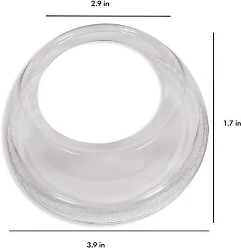 Vista 4 de Tapa de cúpula de orificio ancho, tapas de plástico PET de 3.858 in de diámetro [caja de 1000 unidades]