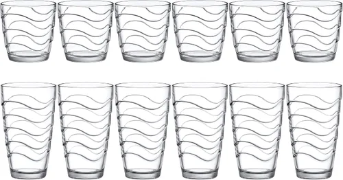Vista 5 de Amazing Abby - Wavely - Vasos de plástico de 14 onzas y 20 onzas (juego de 12), vasos de plástico reutilizables totalmente transparentes, apilables