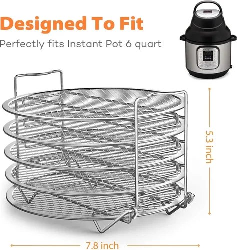 Vista 8 de Goldlion Accesorios para olla instantánea de 6 cuartos de galón, soporte para brochetas y estante deshidratador