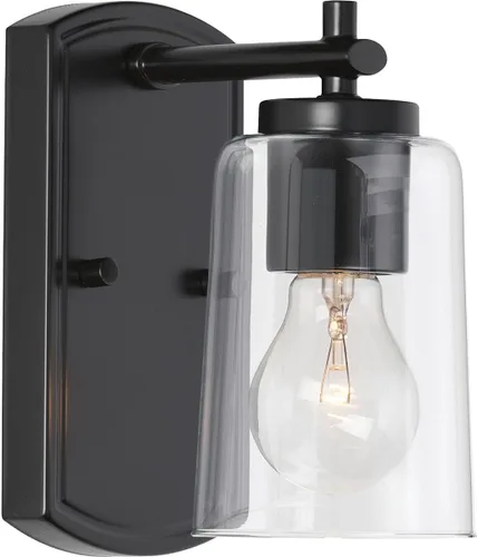 Vista 7 de Progress Lighting Adley Collection - Lámpara de tocador de baño tradicional de cristal transparente, color negro mate