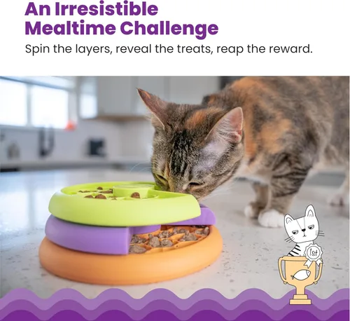 Vista 2 de Catstages Kitty Lickin' Layers - Juguete interactivo para gatos con alimentación lenta, rompecabezas de golosinas, para comida seca o húmeda